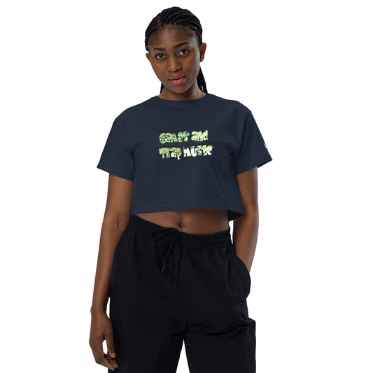 Graphic "Games and Trap Music" Champion crop top