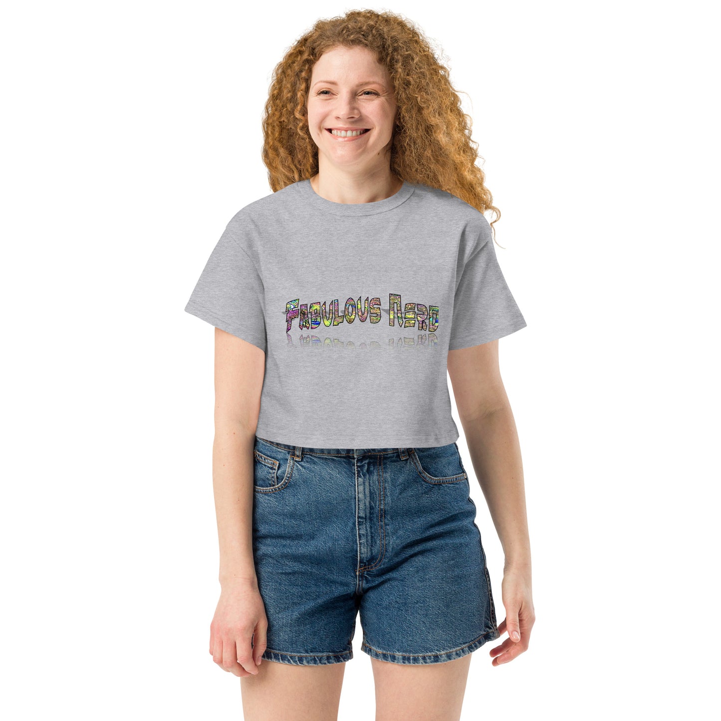 Graphic "Fabulous Nerd" Champion crop top