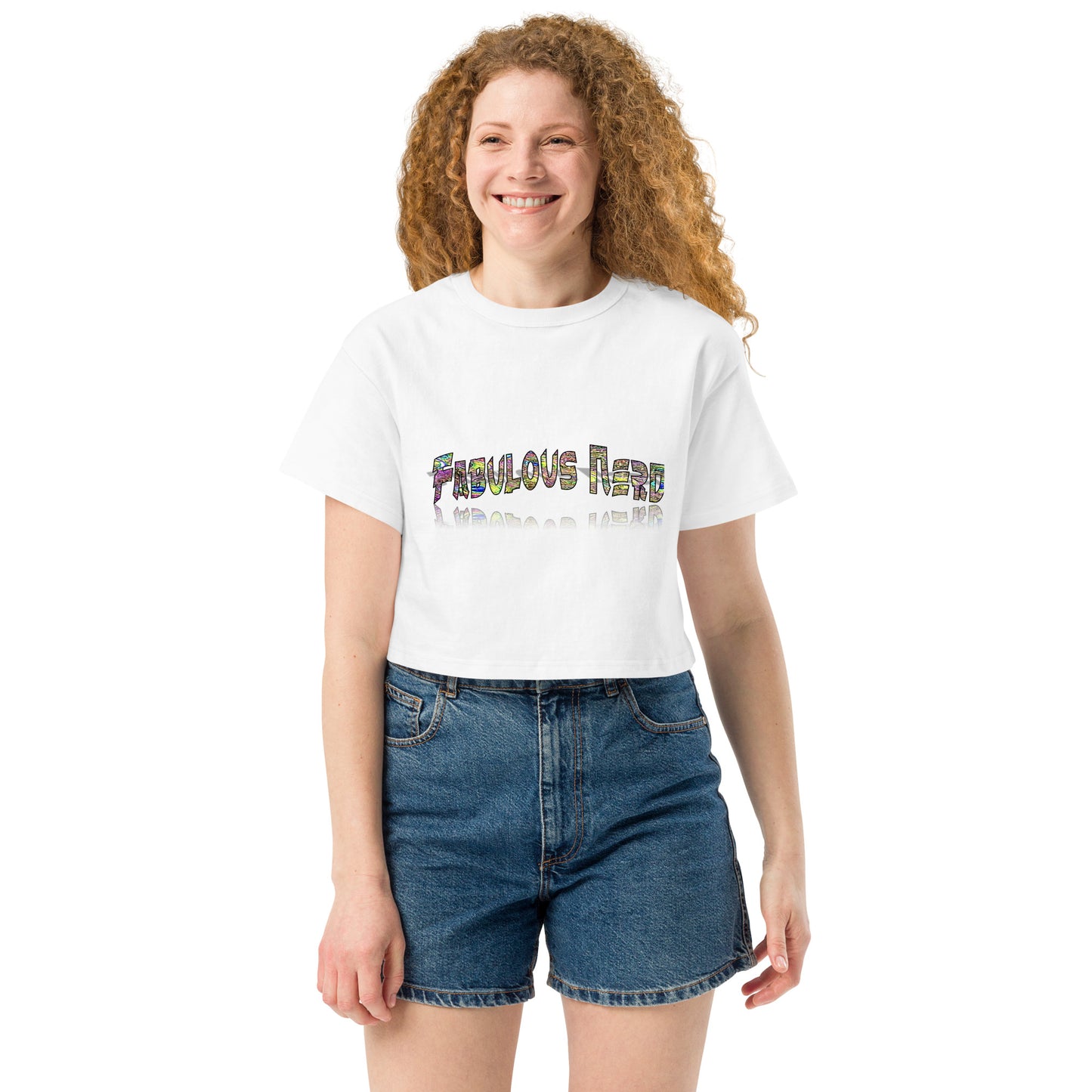 Graphic "Fabulous Nerd" Champion crop top