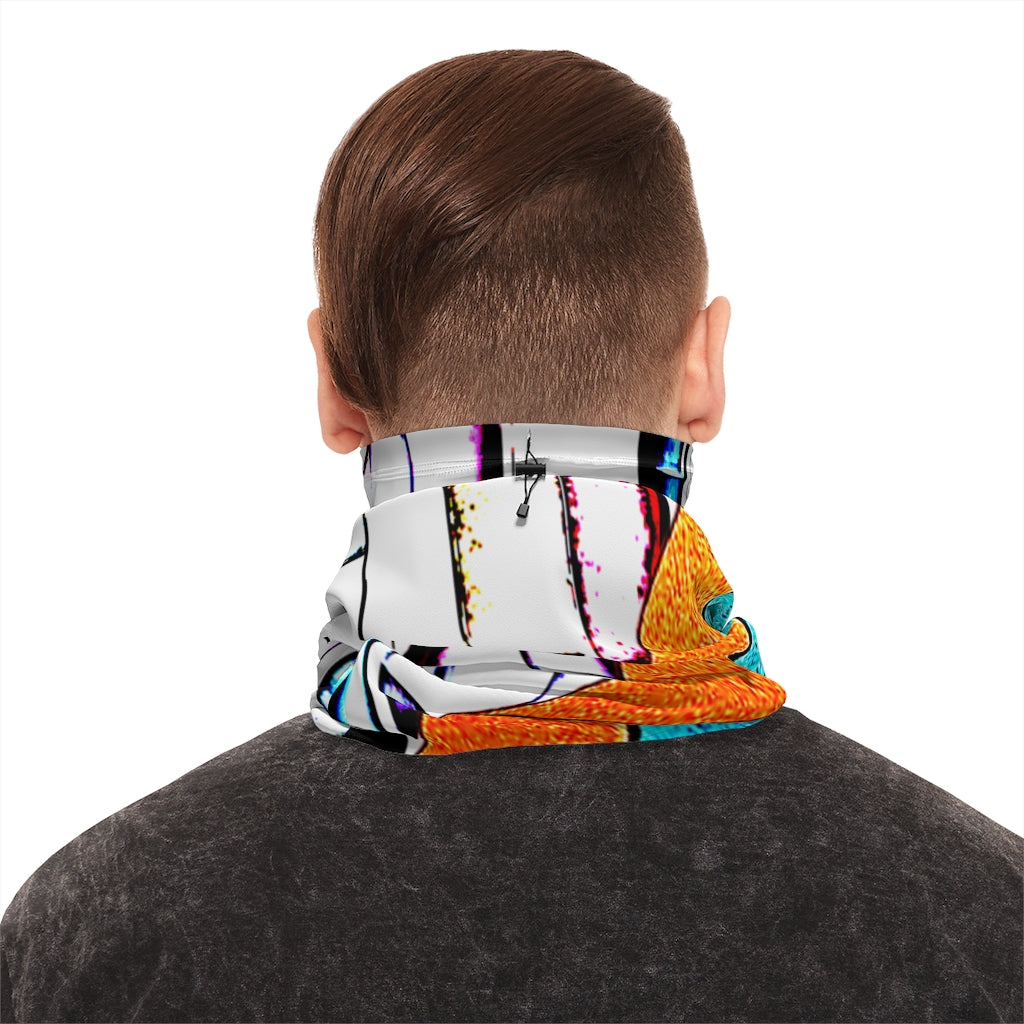 Abstract Winter Neck Gaiter With Drawstring