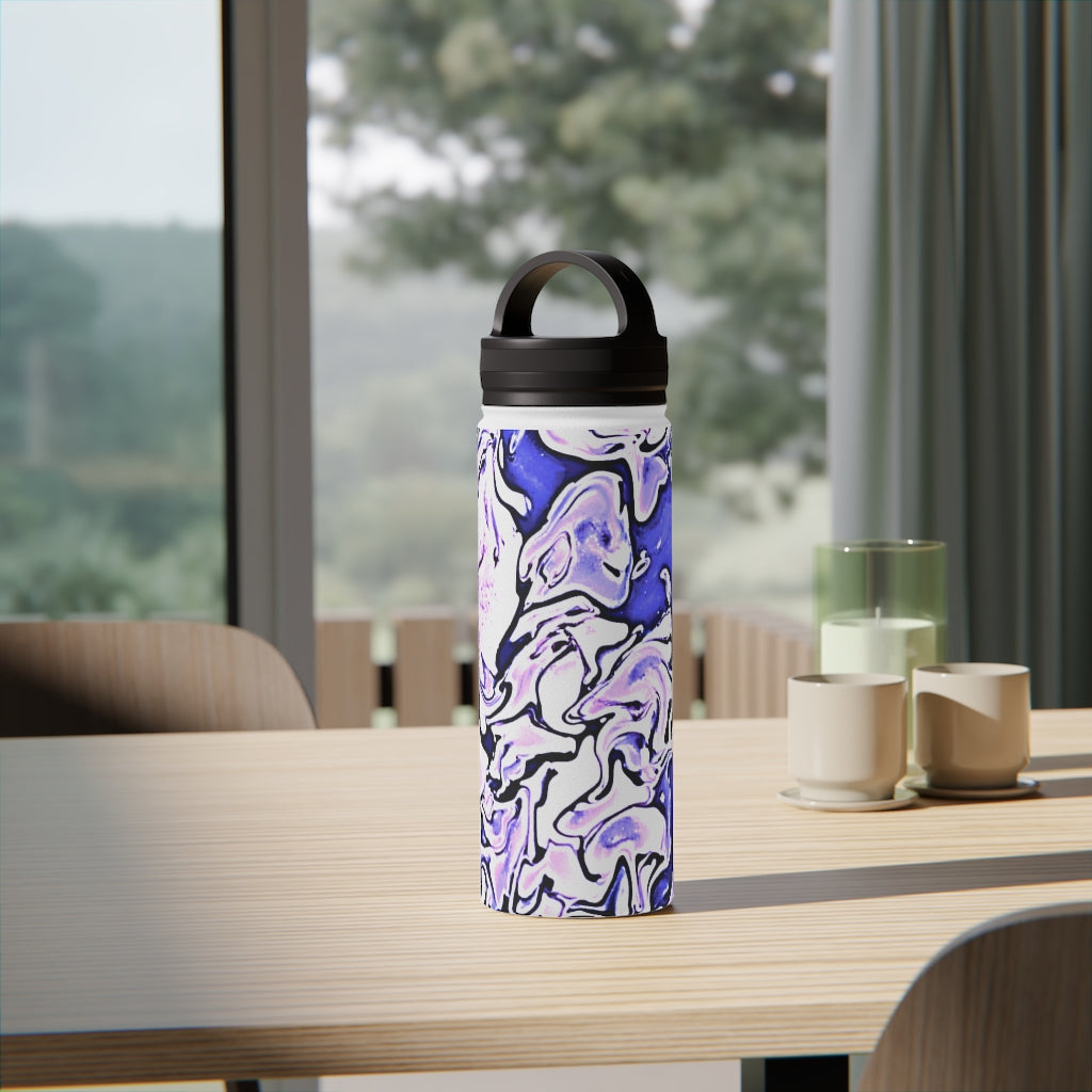 CDEJ Purple Marble Stainless Steel Water Bottle, Handle Lid