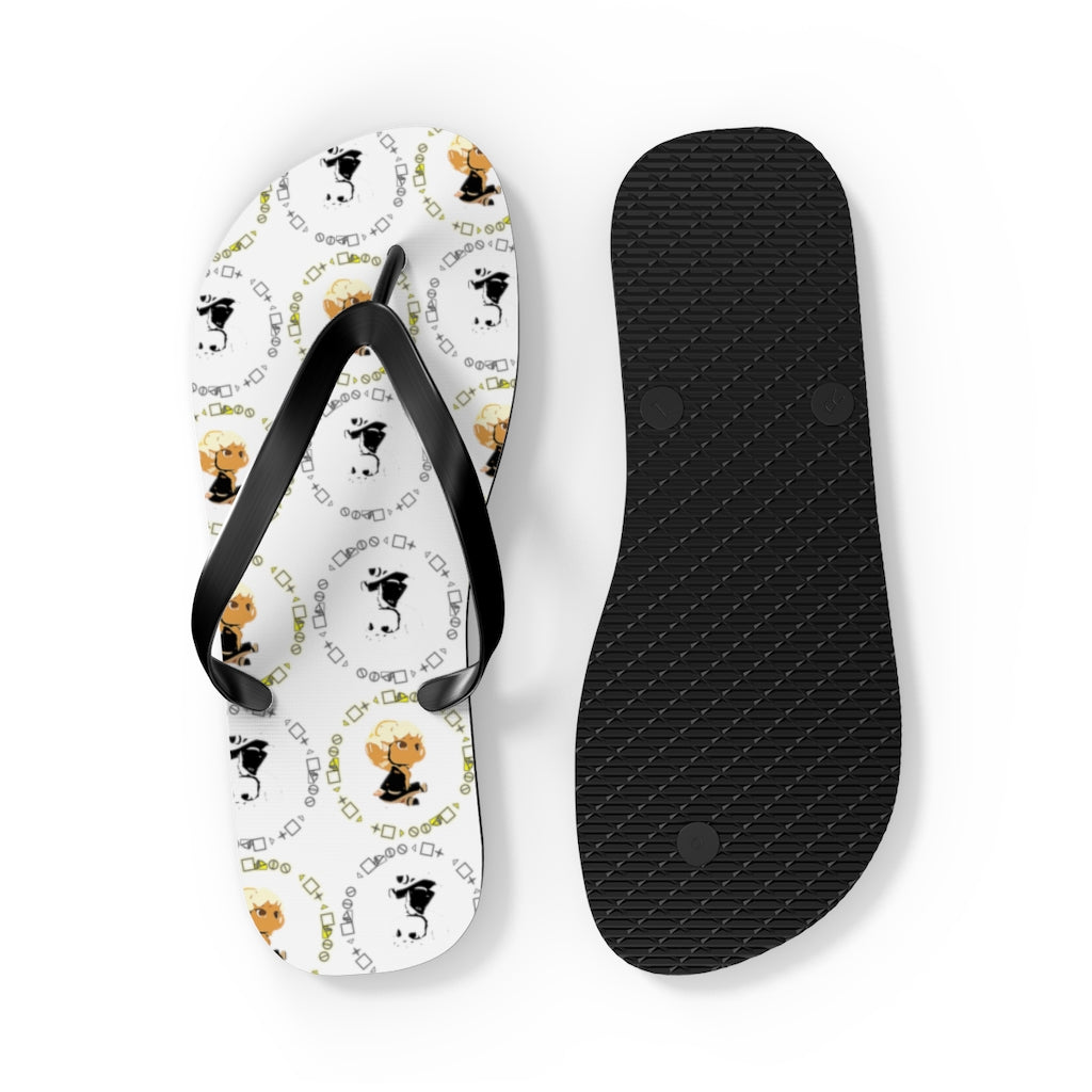 Logo Pattern Flip Flops