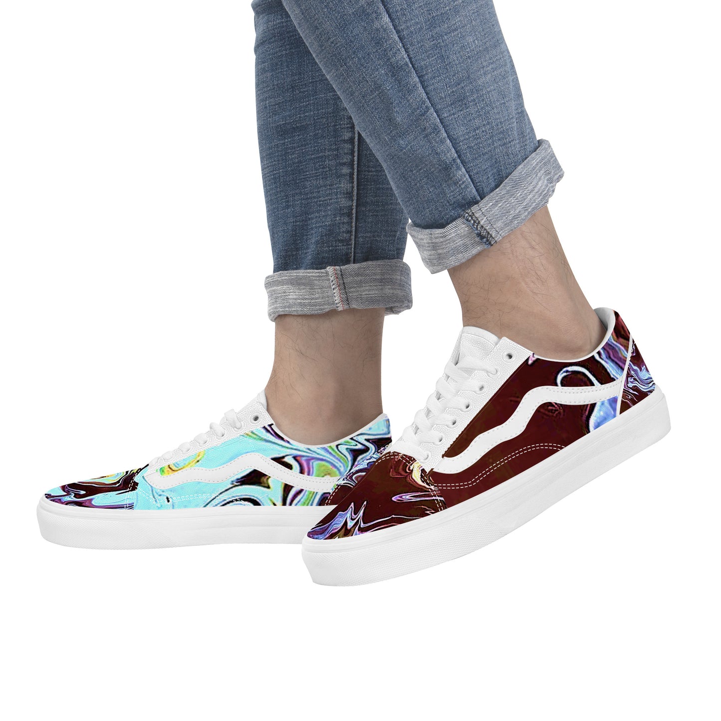 Turquoise Marble Low Top Flat Sneaker