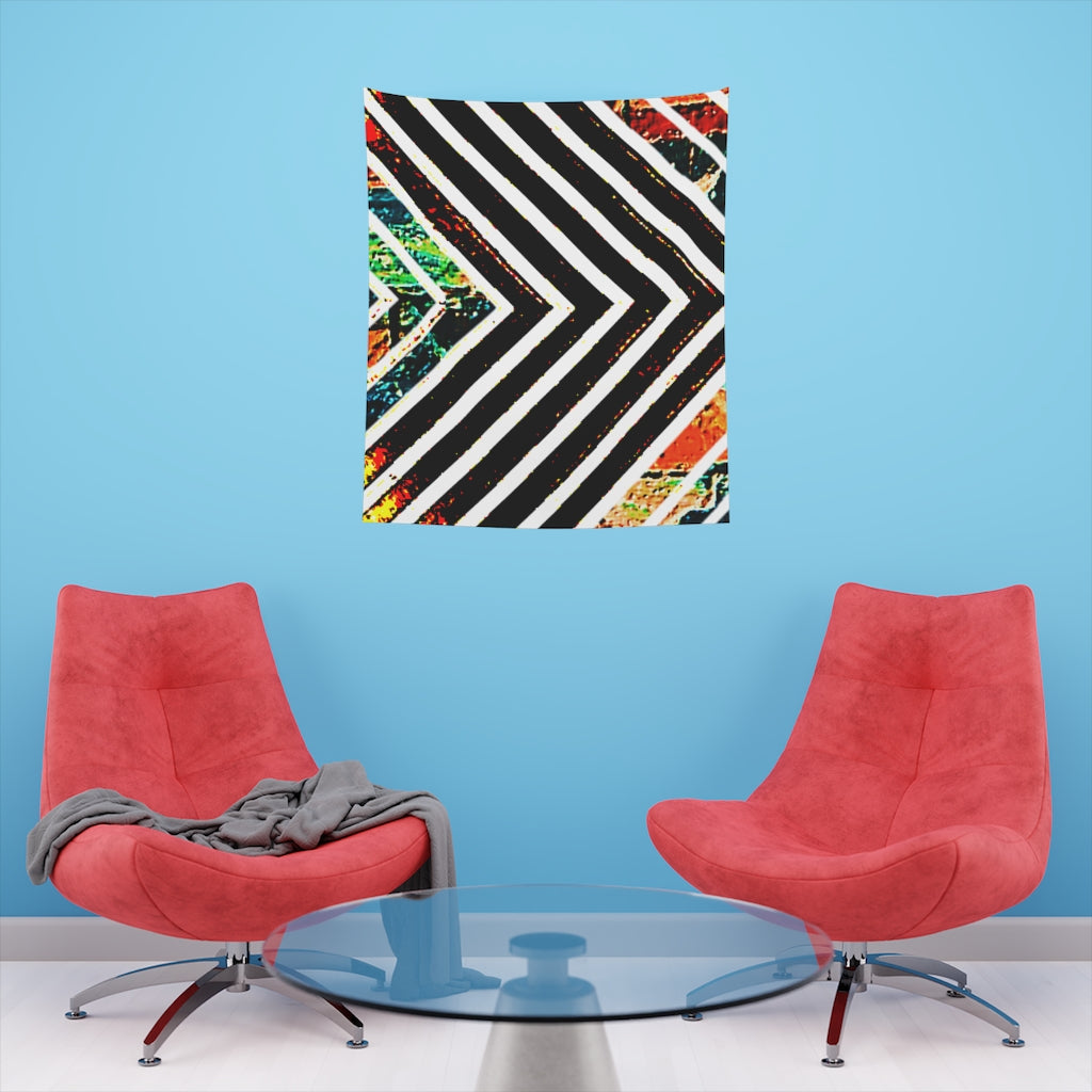 Multi-Colored Stripped Printed Wall Tapestry