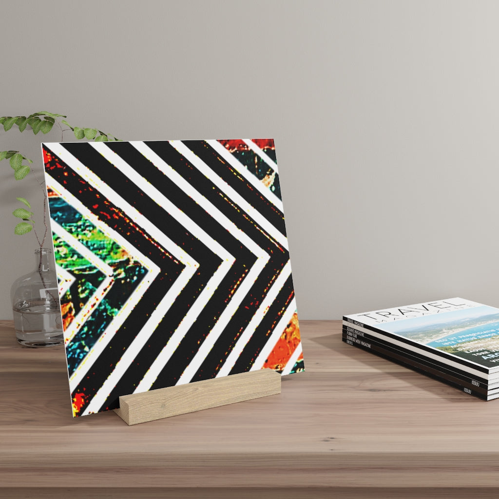 Multi-Colored Stripped Gallery Board with Stand