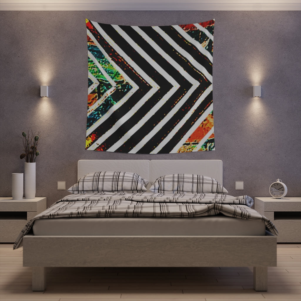 Multi-Colored Stripped Printed Wall Tapestry