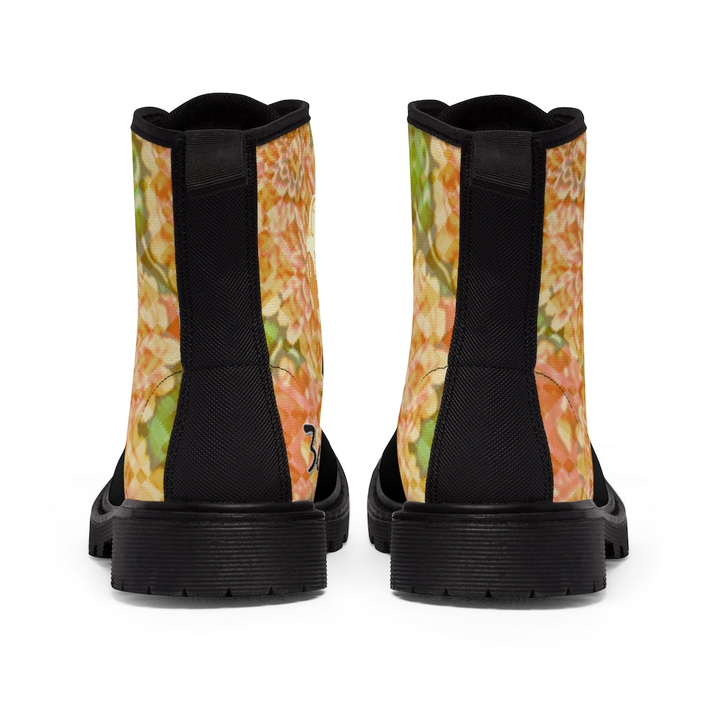 Branded Faded Floral Women's Canvas Boots