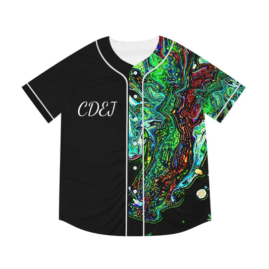 CDEJ Dark Green Marble Men's Baseball Jersey (AOP)