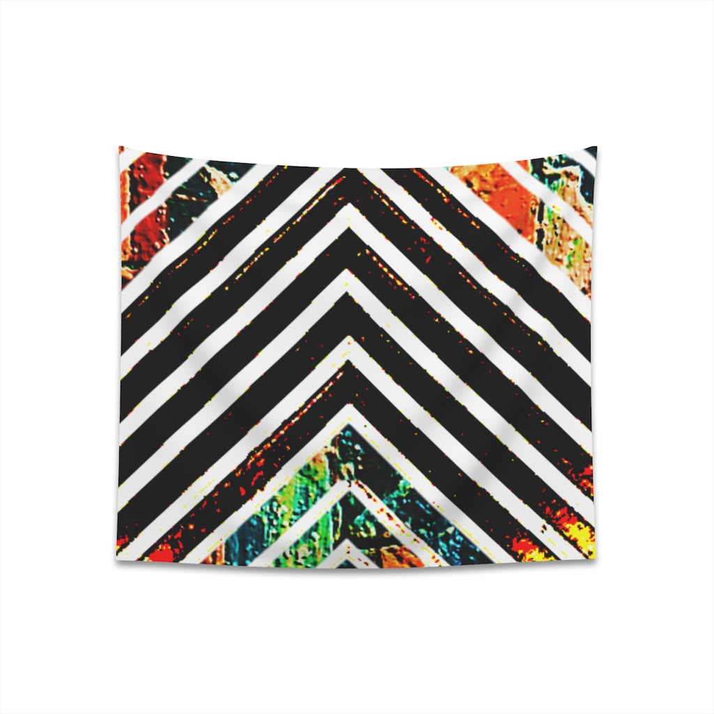 Multi-Colored Stripped Printed Wall Tapestry