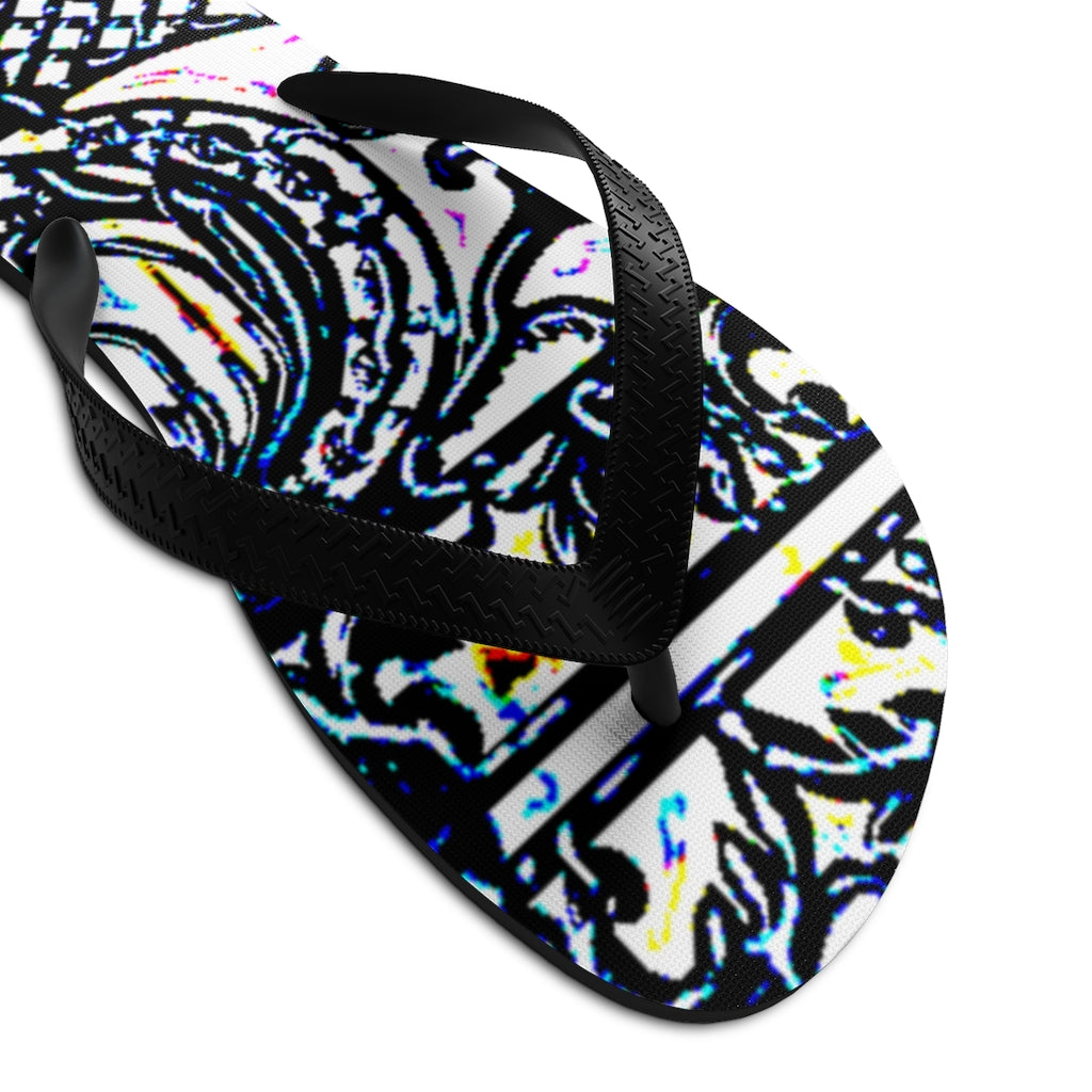 Faux Baroque Print Unisex Flip-Flops