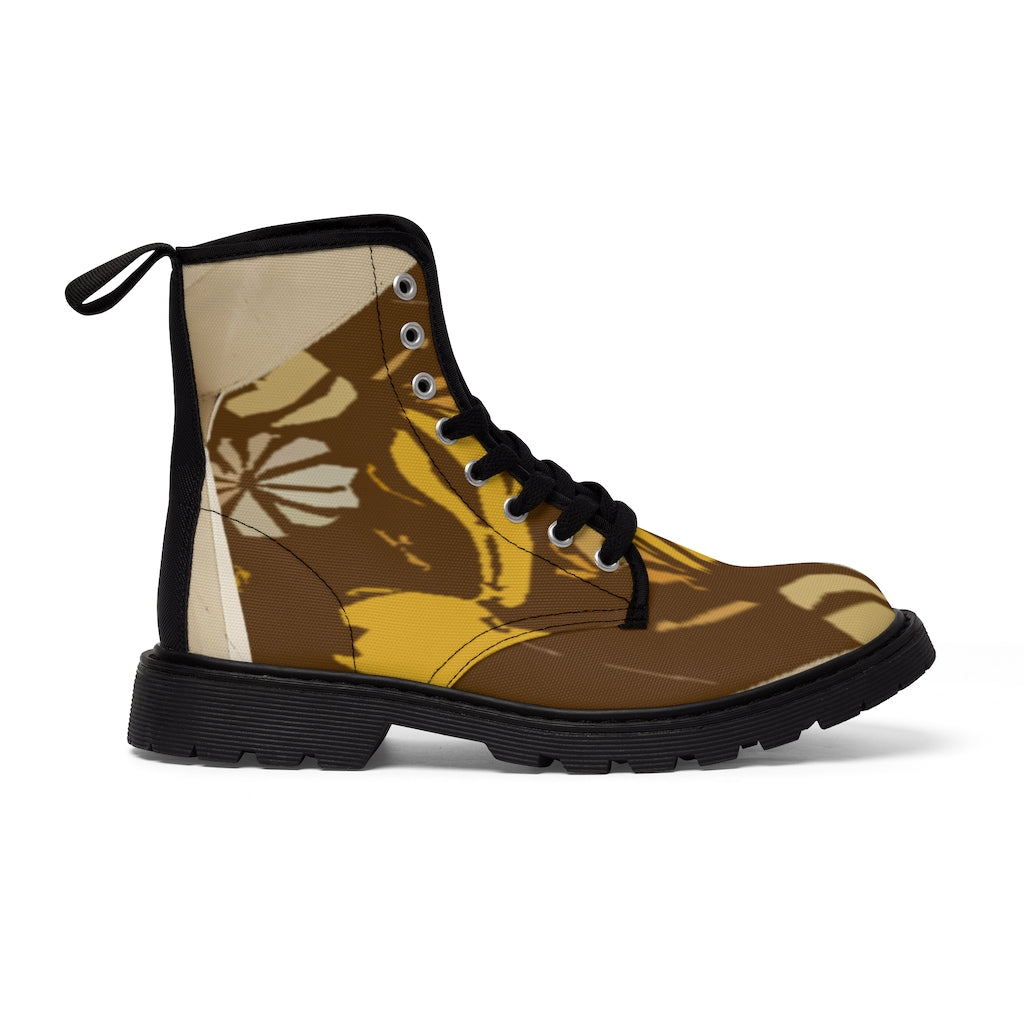 Brown Branded Women's Canvas Boots