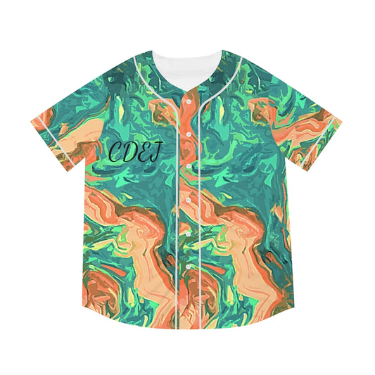 CDEJ Green Marble Men's Baseball Jersey (AOP)