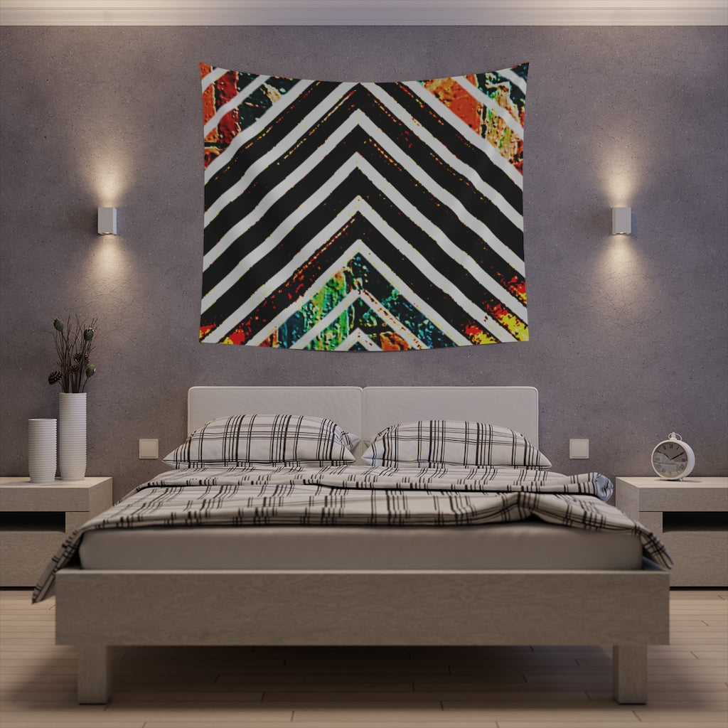 Multi-Colored Stripped Printed Wall Tapestry