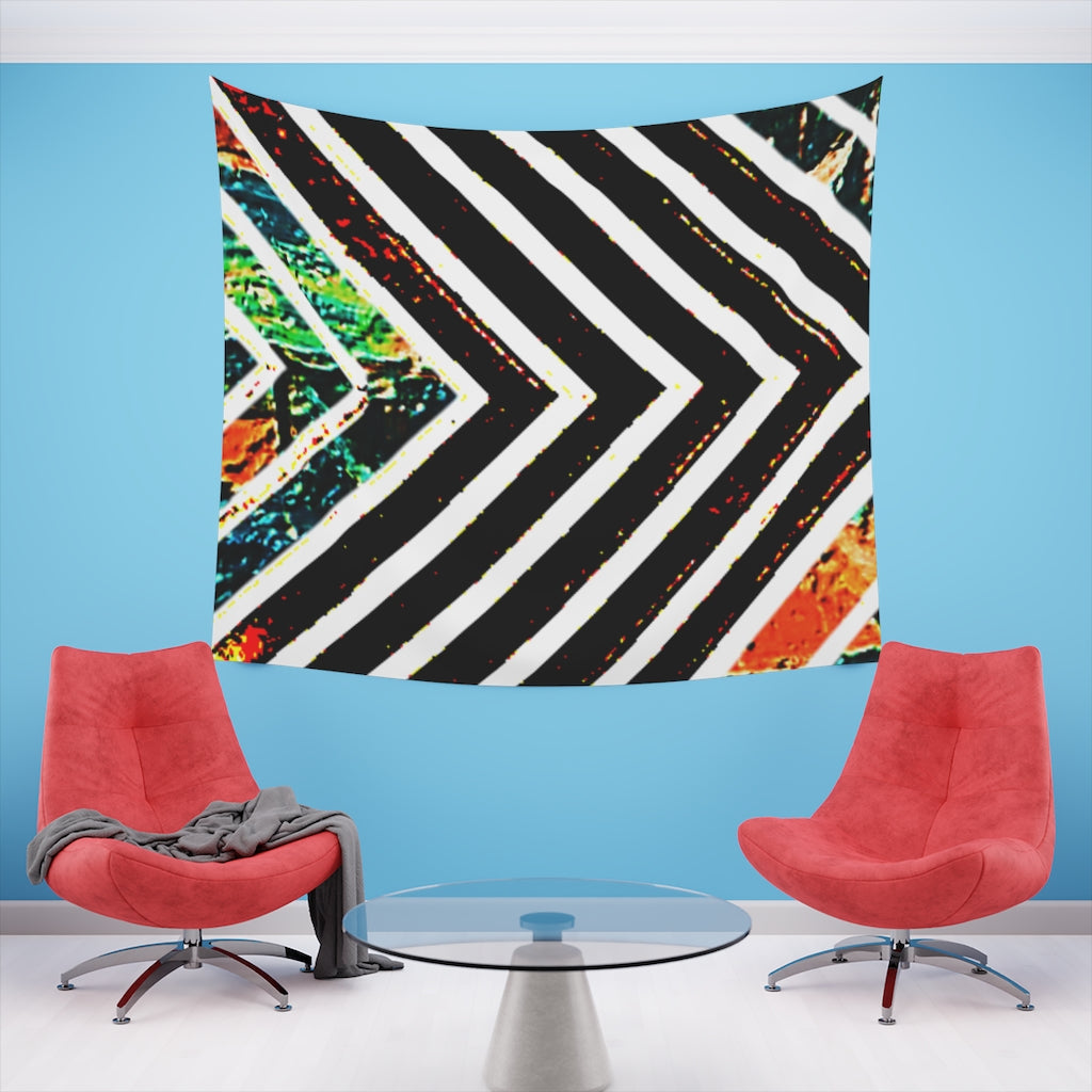 Multi-Colored Stripped Printed Wall Tapestry