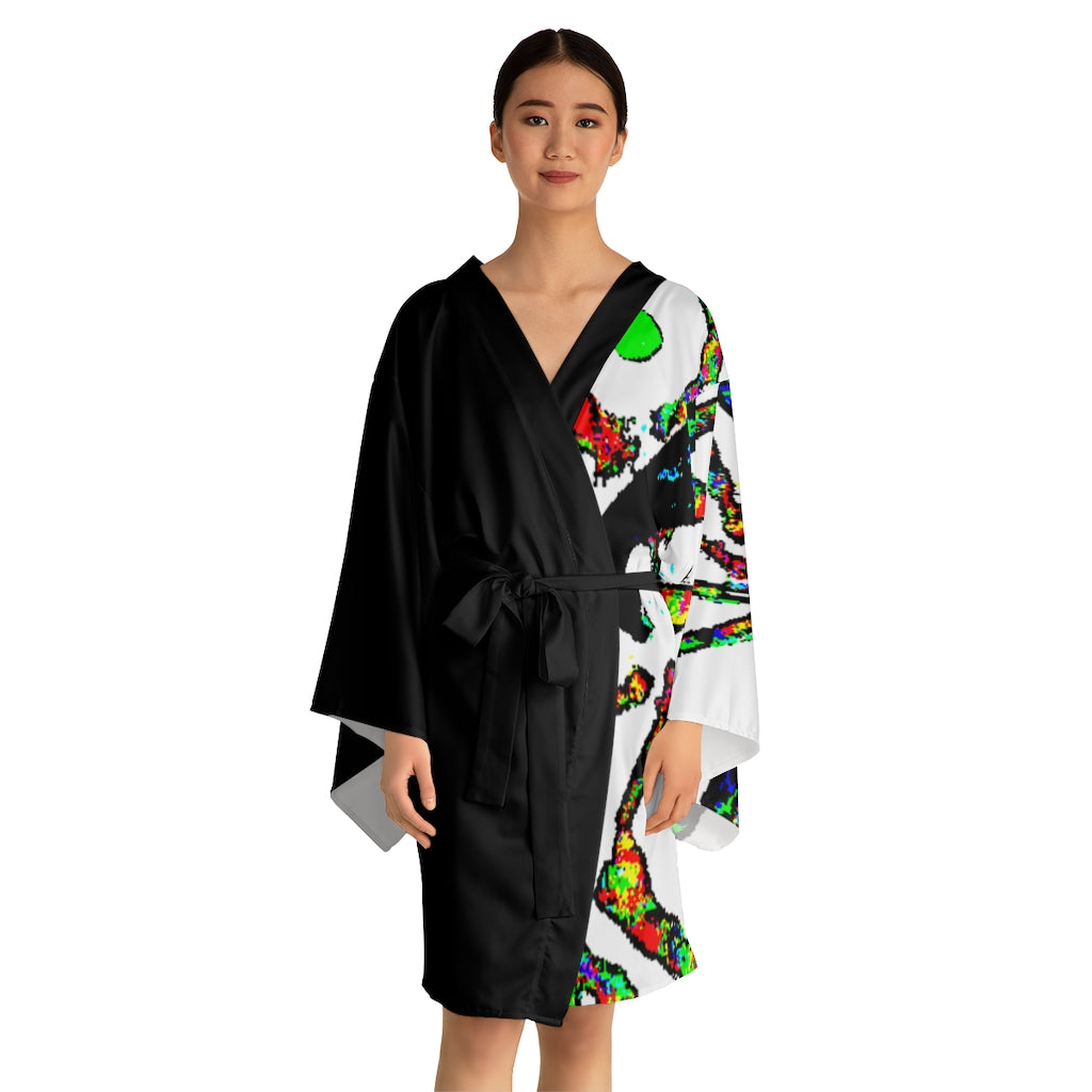 Painted Money Long Sleeve Kimono Robe