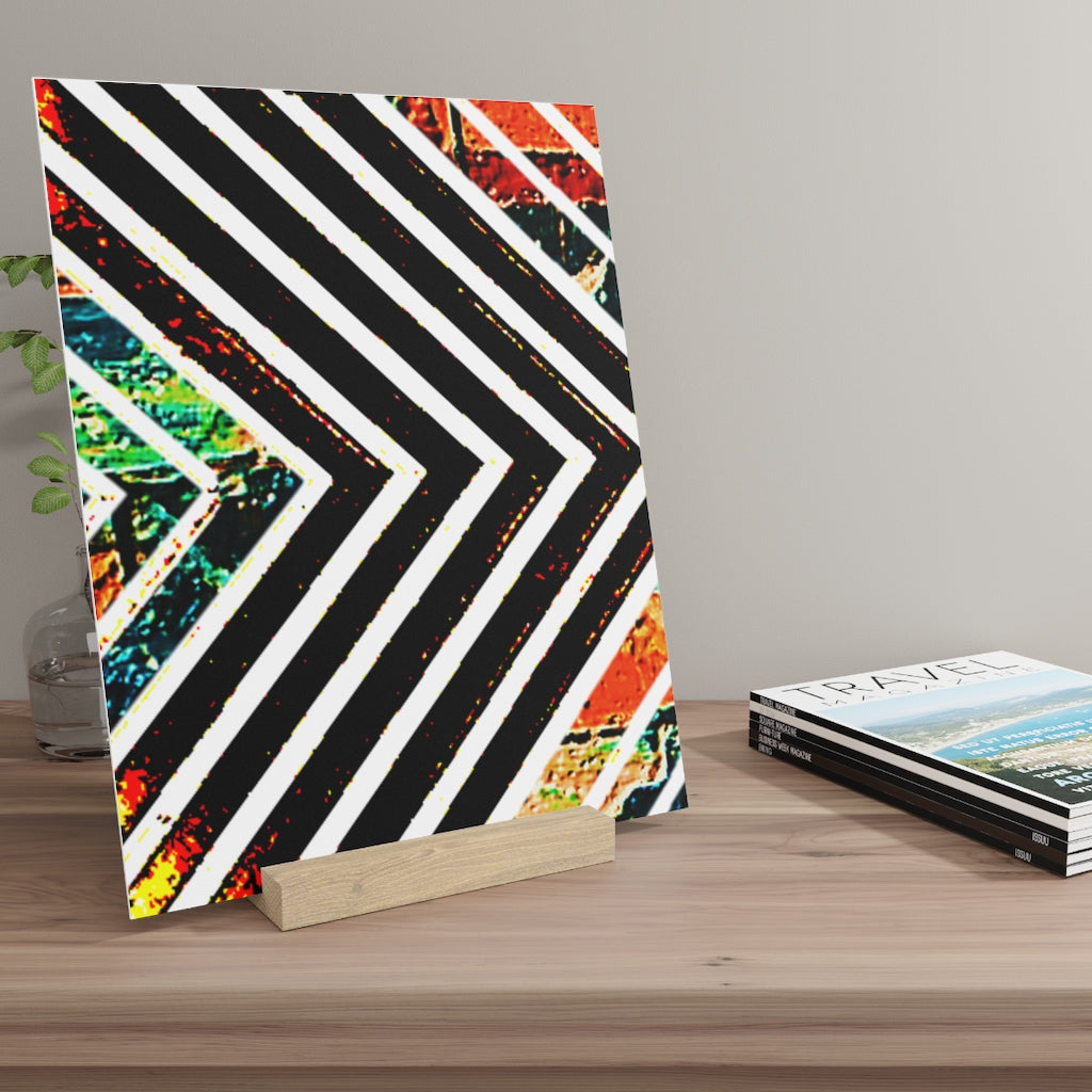 Multi-Colored Stripped Gallery Board with Stand