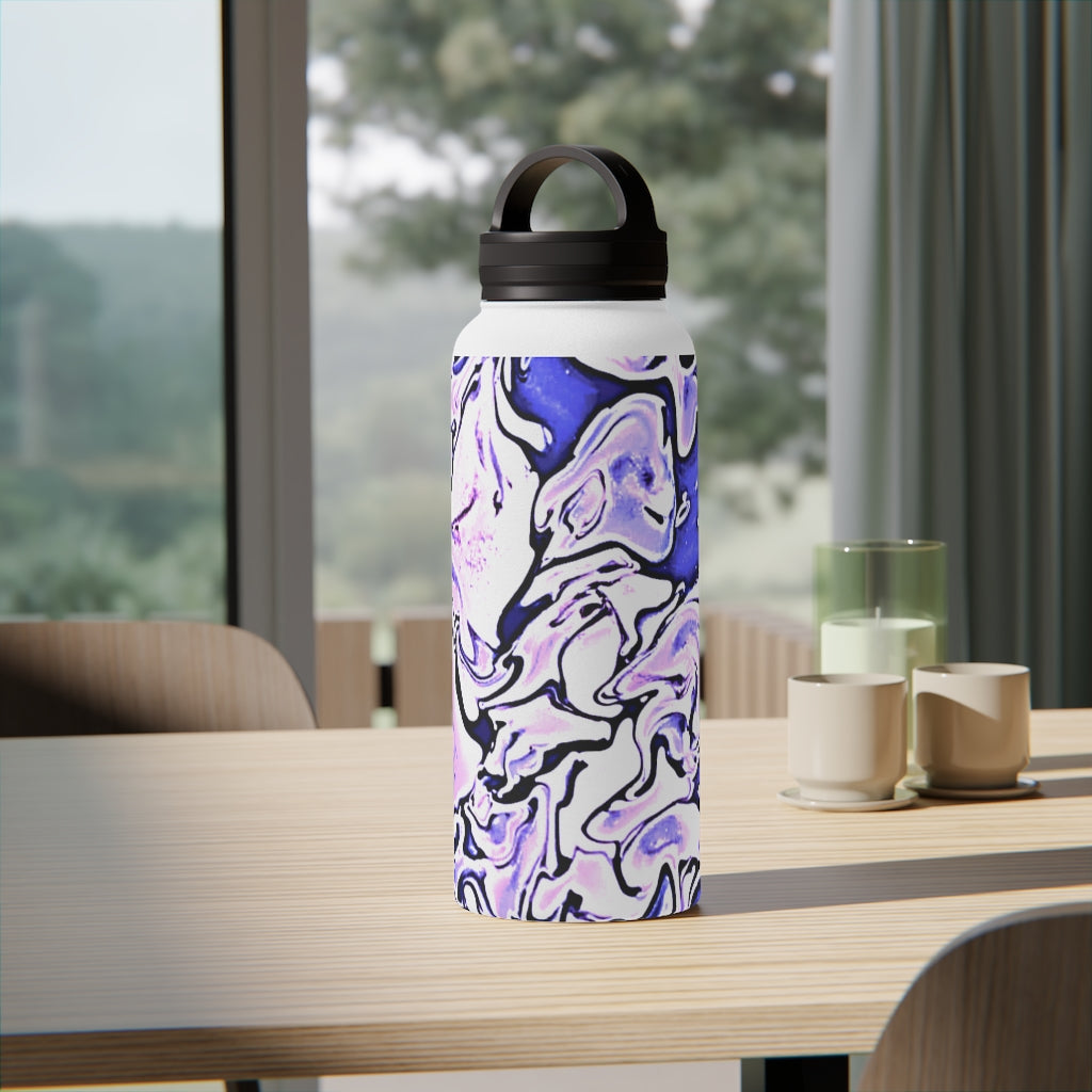 CDEJ Purple Marble Stainless Steel Water Bottle, Handle Lid