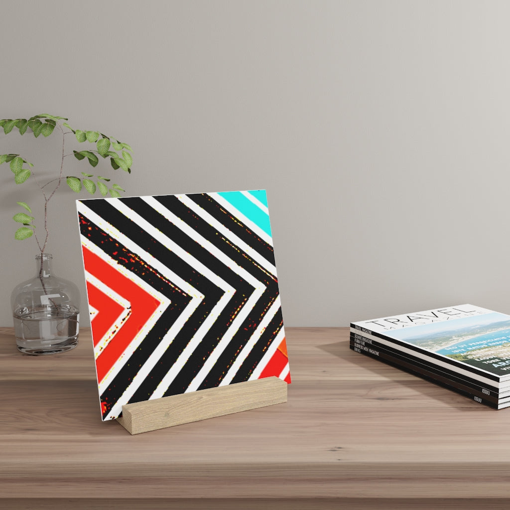 Abstract Stripped Gallery Board with Stand