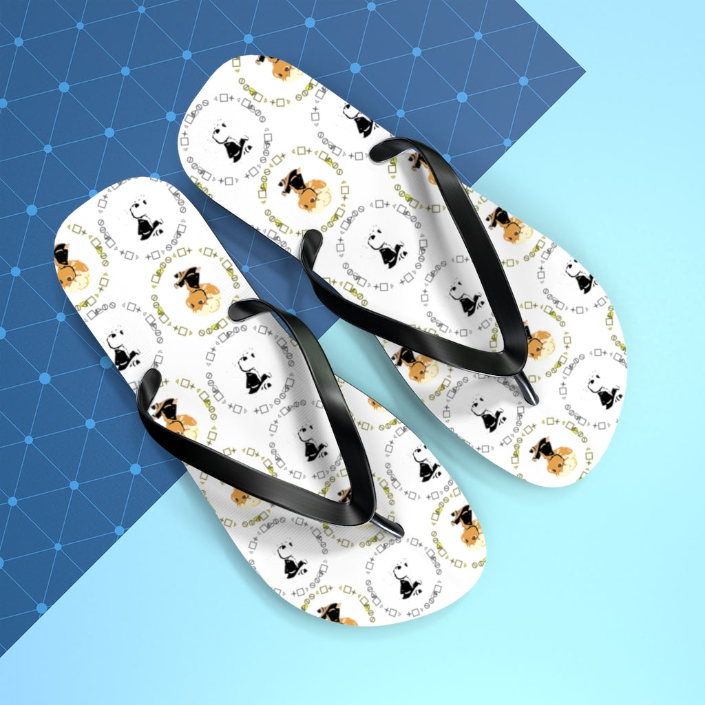 Logo Pattern Flip Flops