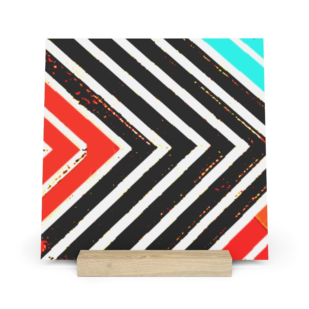 Abstract Stripped Gallery Board with Stand