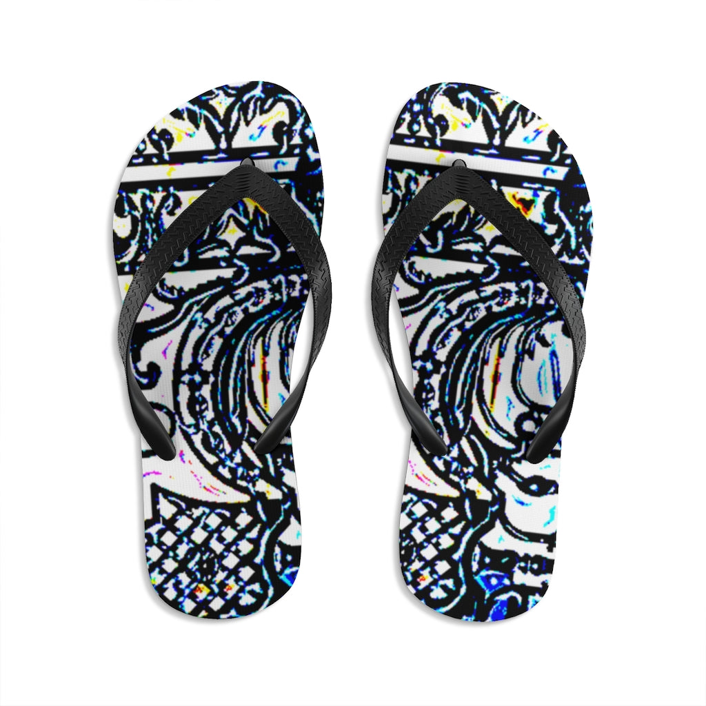 Faux Baroque Print Unisex Flip-Flops