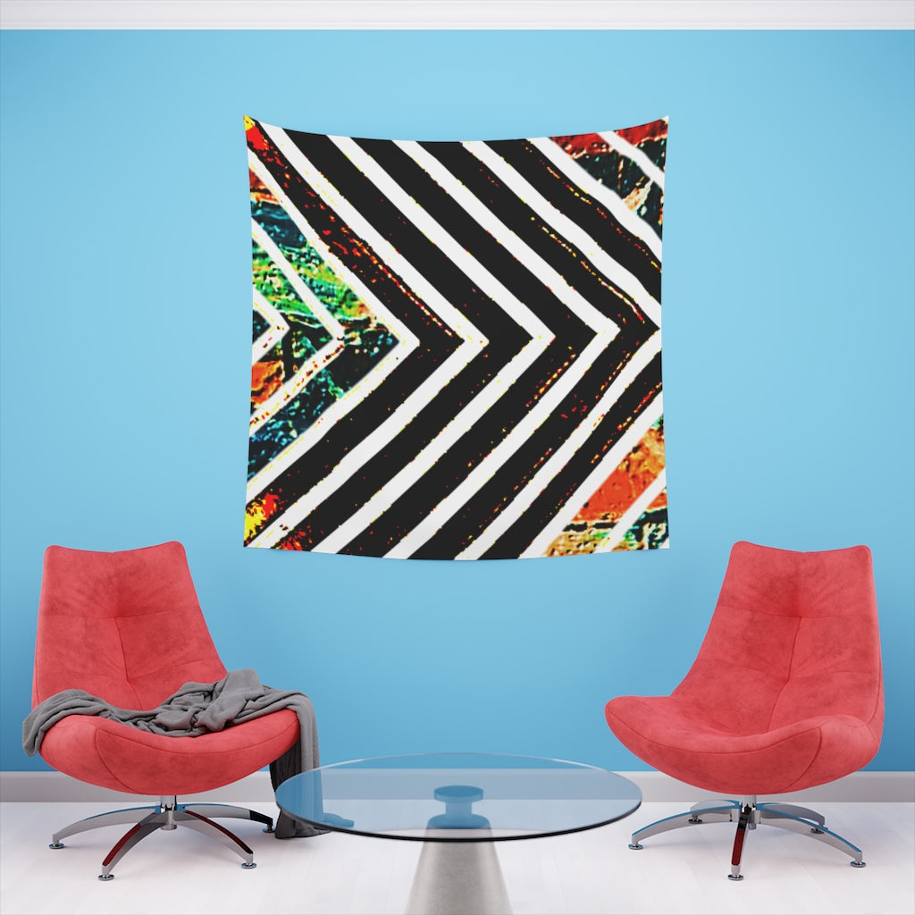 Multi-Colored Stripped Printed Wall Tapestry