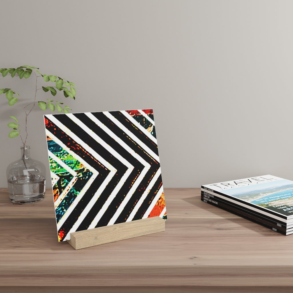 Multi-Colored Stripped Gallery Board with Stand