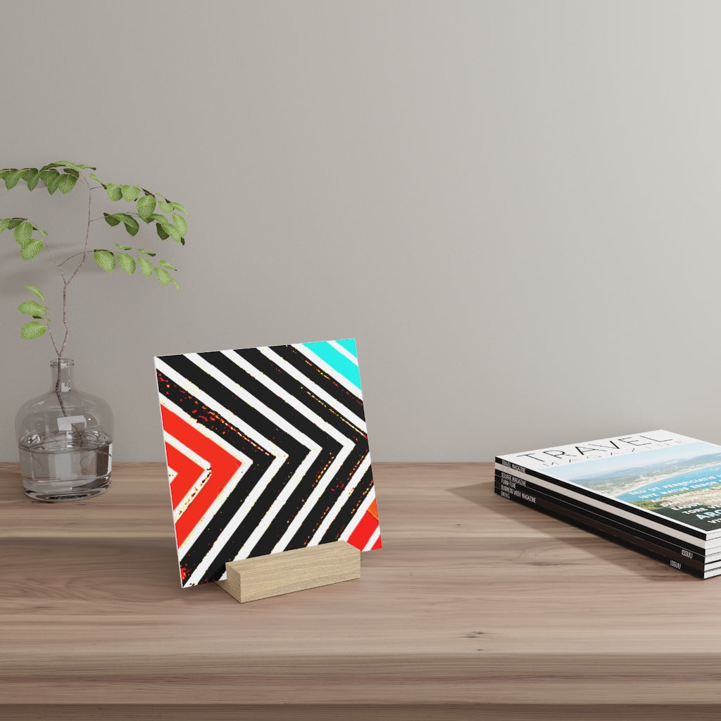 Abstract Stripped Gallery Board with Stand