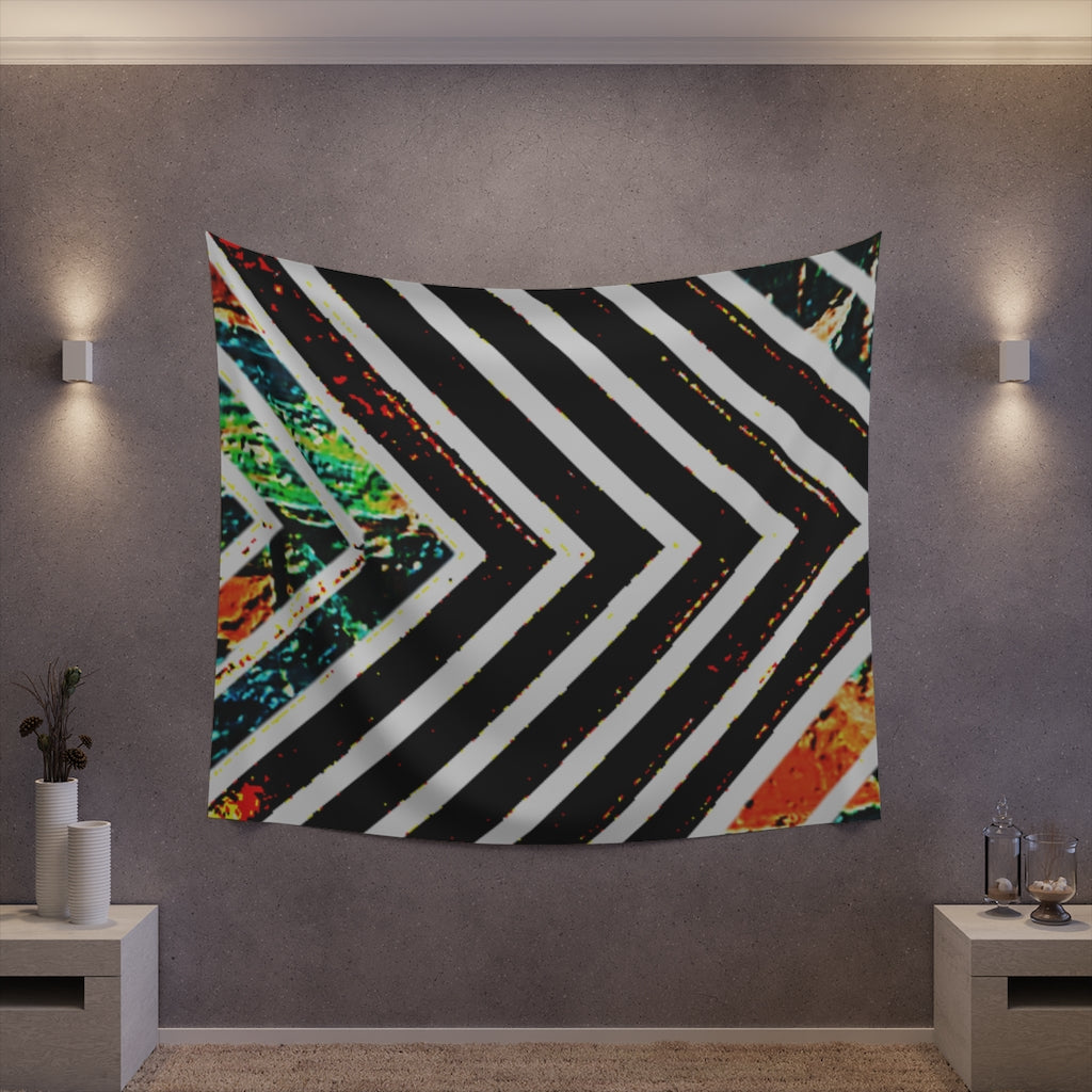 Multi-Colored Stripped Printed Wall Tapestry