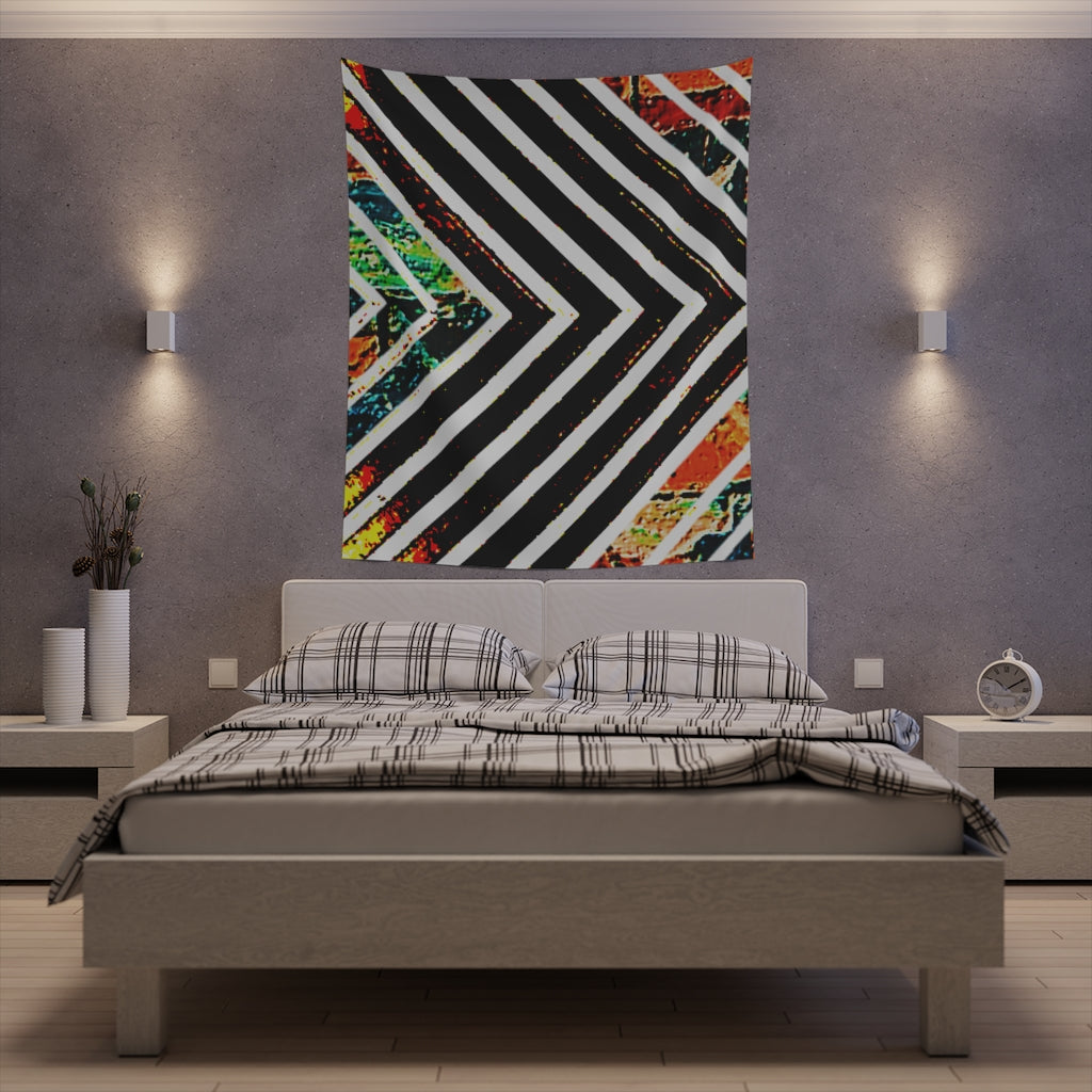 Multi-Colored Stripped Printed Wall Tapestry