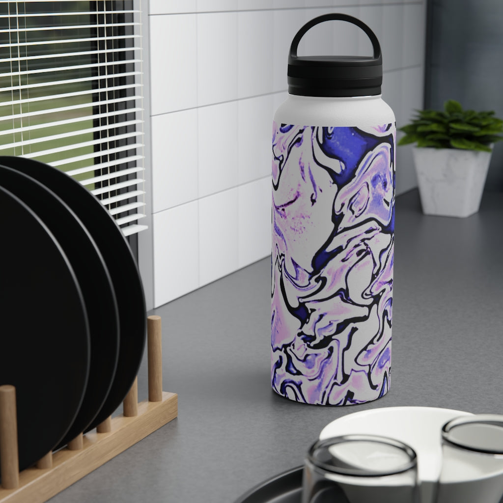 CDEJ Purple Marble Stainless Steel Water Bottle, Handle Lid