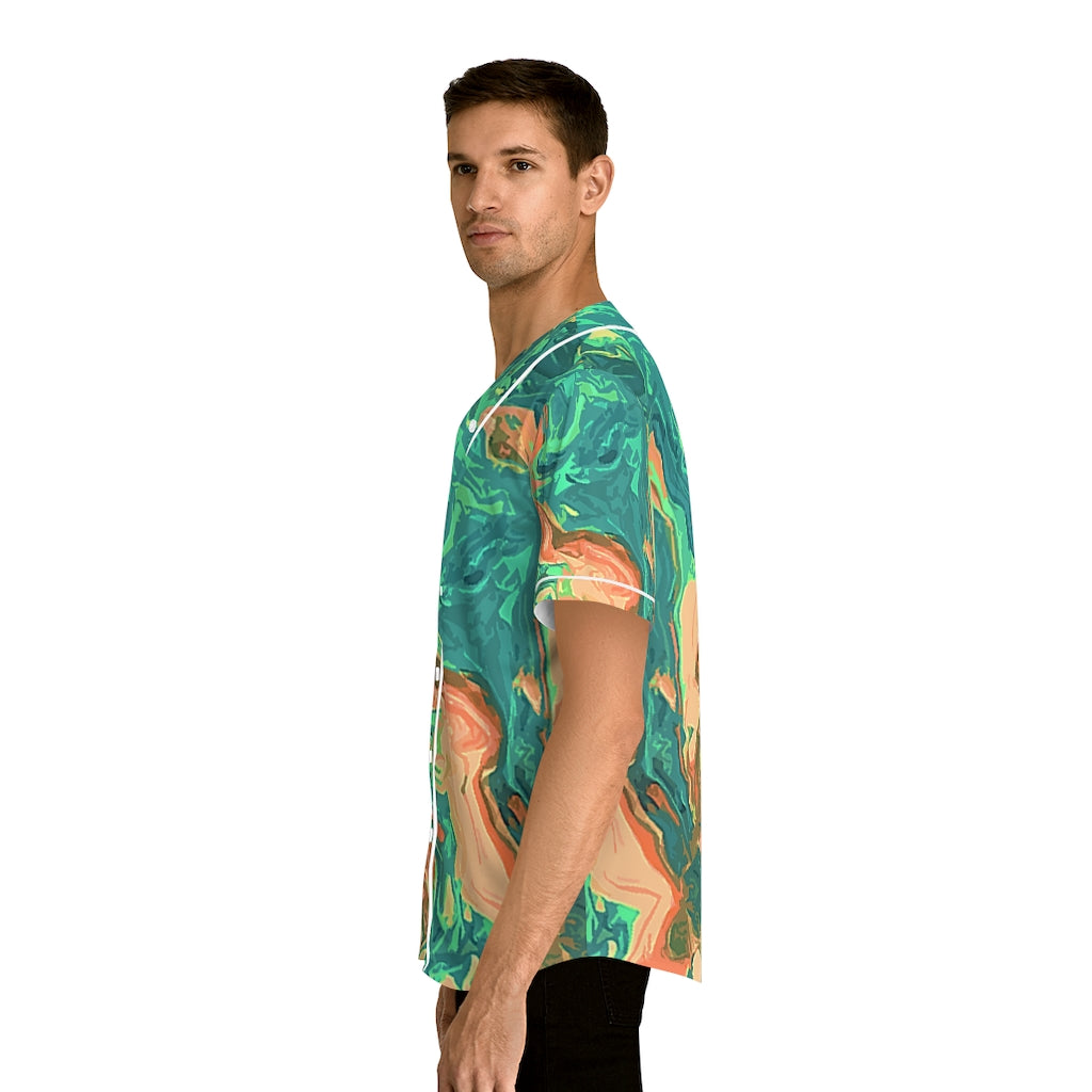 CDEJ Green Marble Men's Baseball Jersey (AOP)