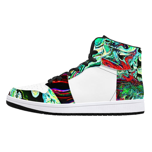 D16 High-Top Synthetic Leather Sneakers - Green Marble