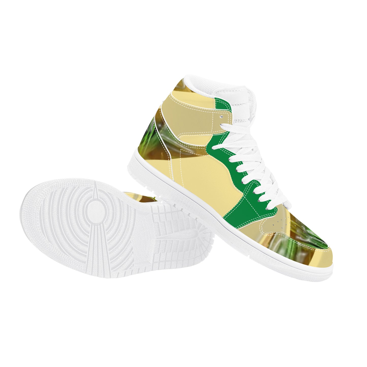 D17 High Top Synthetic Leather Sneaker Bamboo Striped