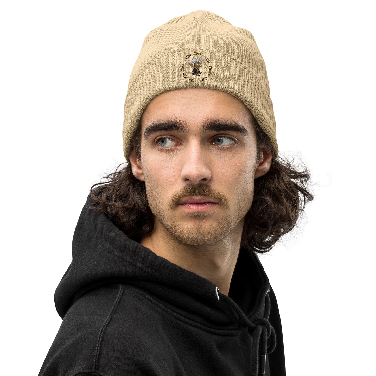 Branded Organic ribbed beanie