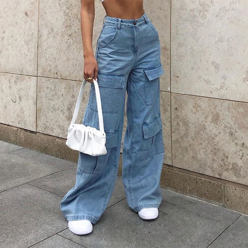 Patchwork Wide Leg Mom Jeans