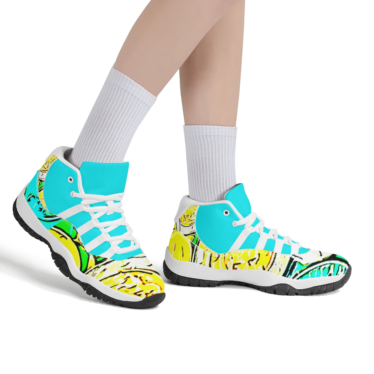 SF_S38 High Top Air Retro Sneakers - Turquoise Coin