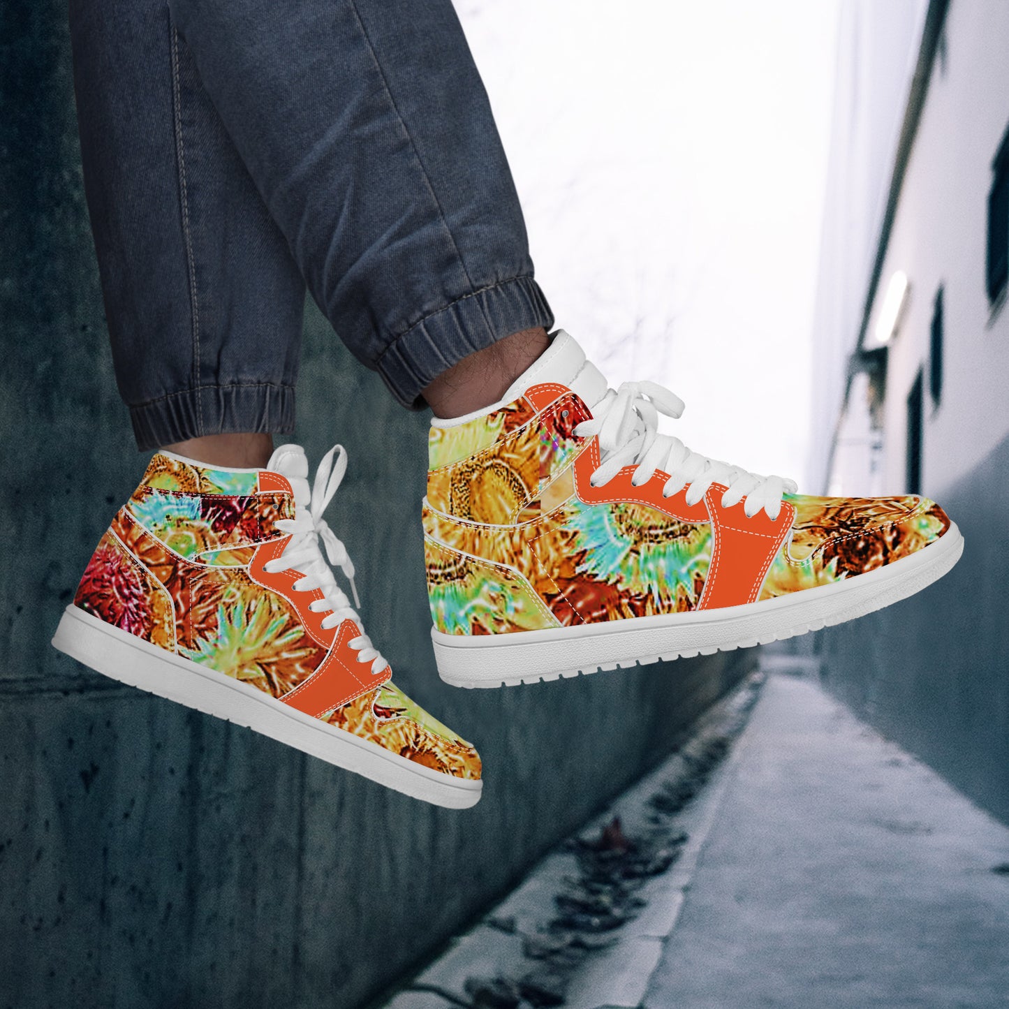 D17 High Top Synthetic Leather Sneaker Floral