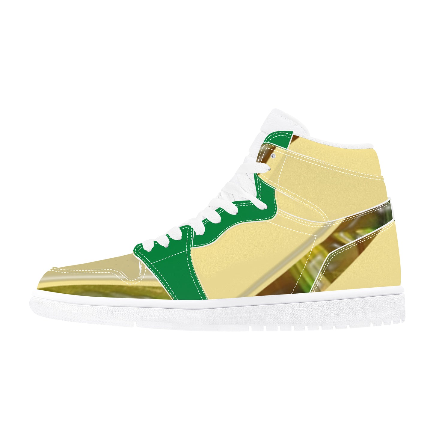 D17 High Top Synthetic Leather Sneaker Bamboo Striped