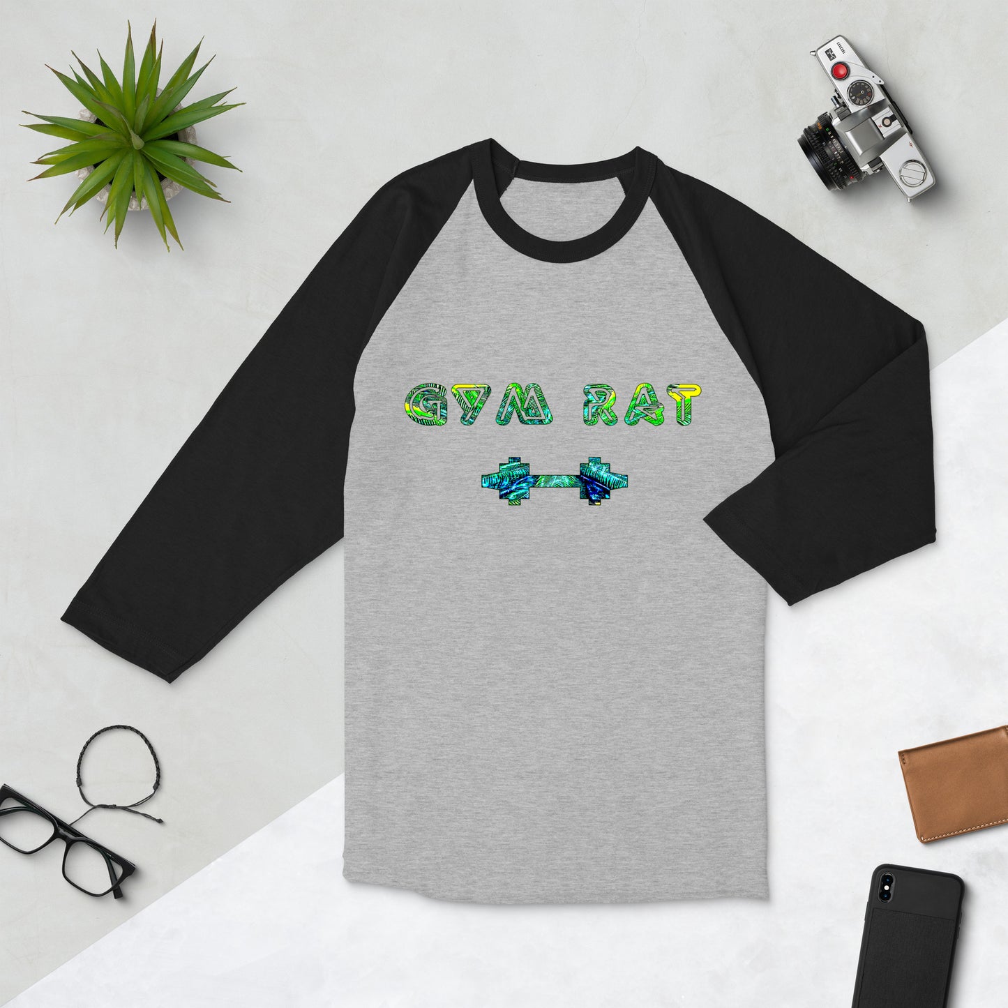 Graphic "Gym Rat" raglan shirt