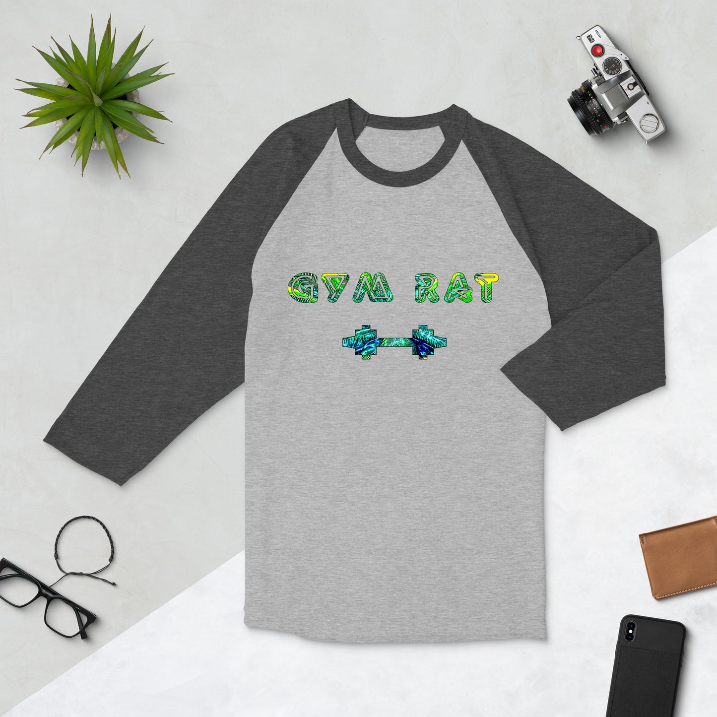 Graphic "Gym Rat" raglan shirt