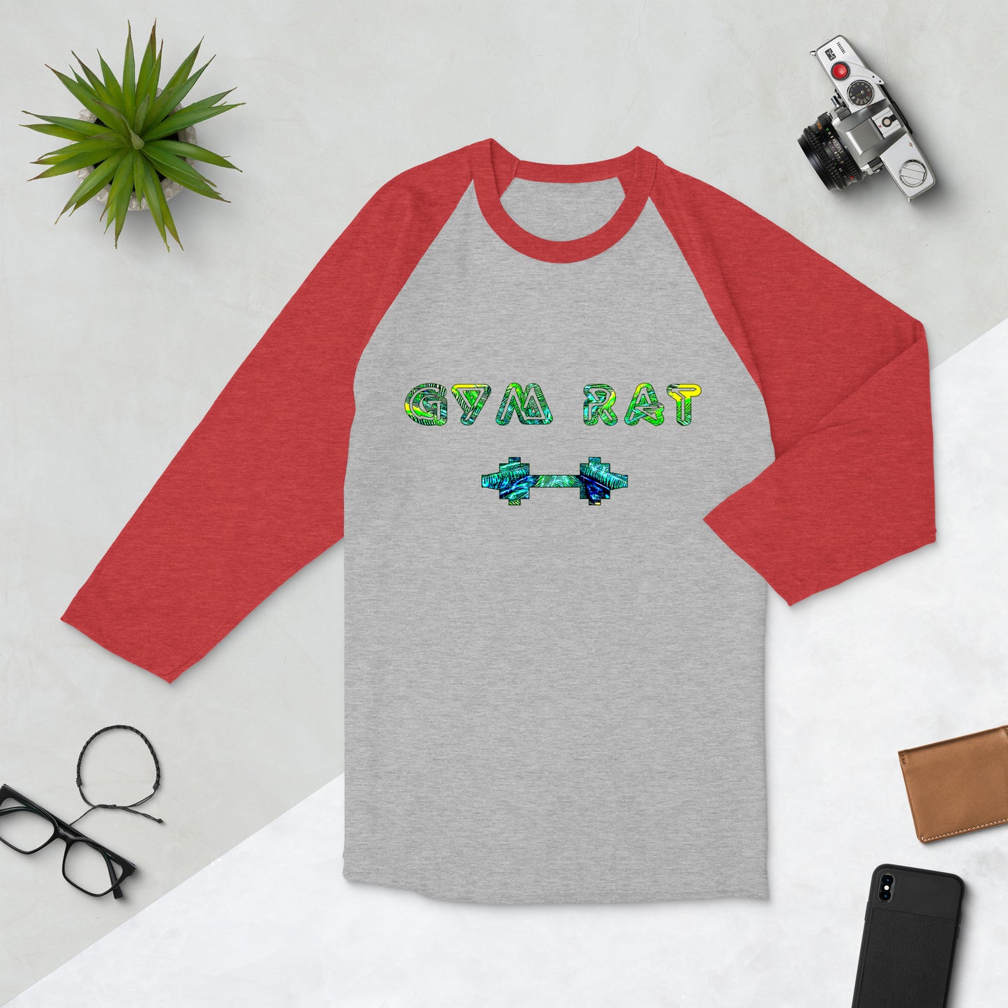 Graphic "Gym Rat" raglan shirt