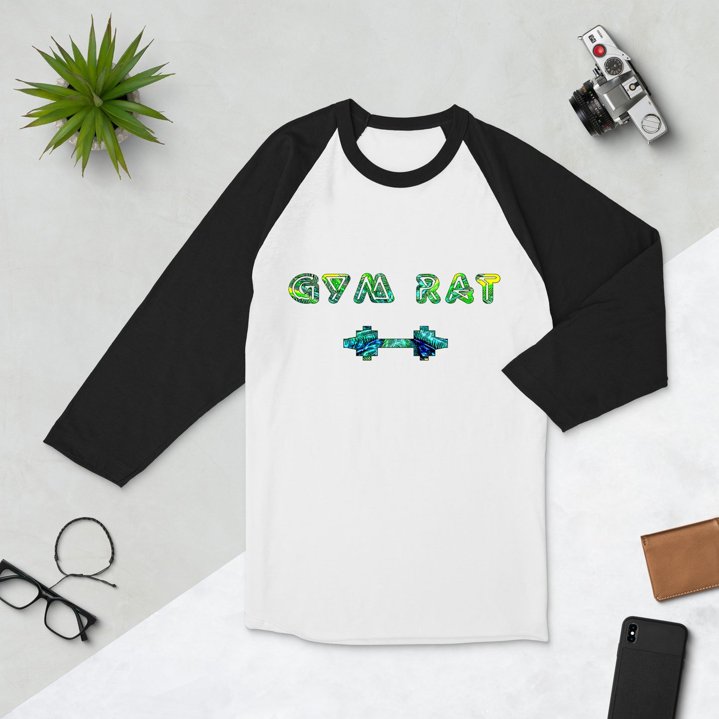 Graphic "Gym Rat" raglan shirt