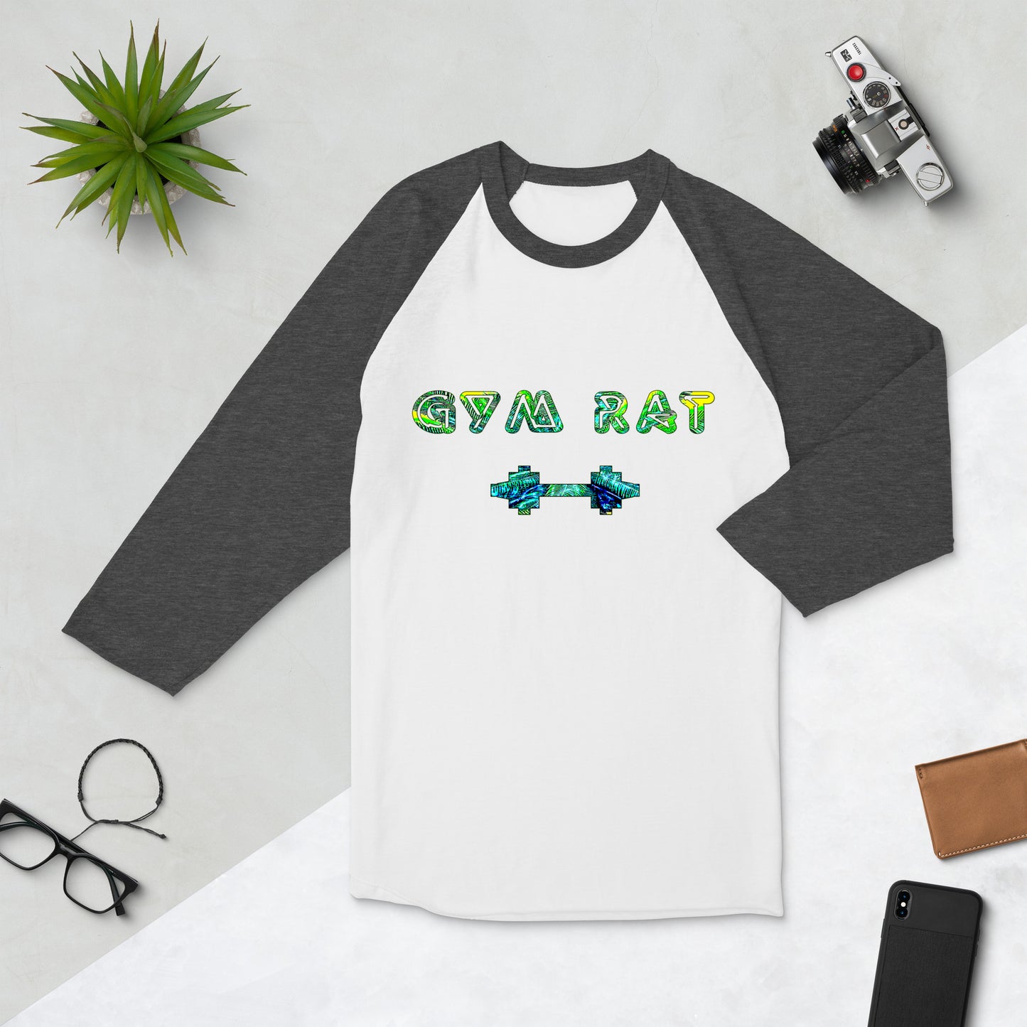 Graphic "Gym Rat" raglan shirt