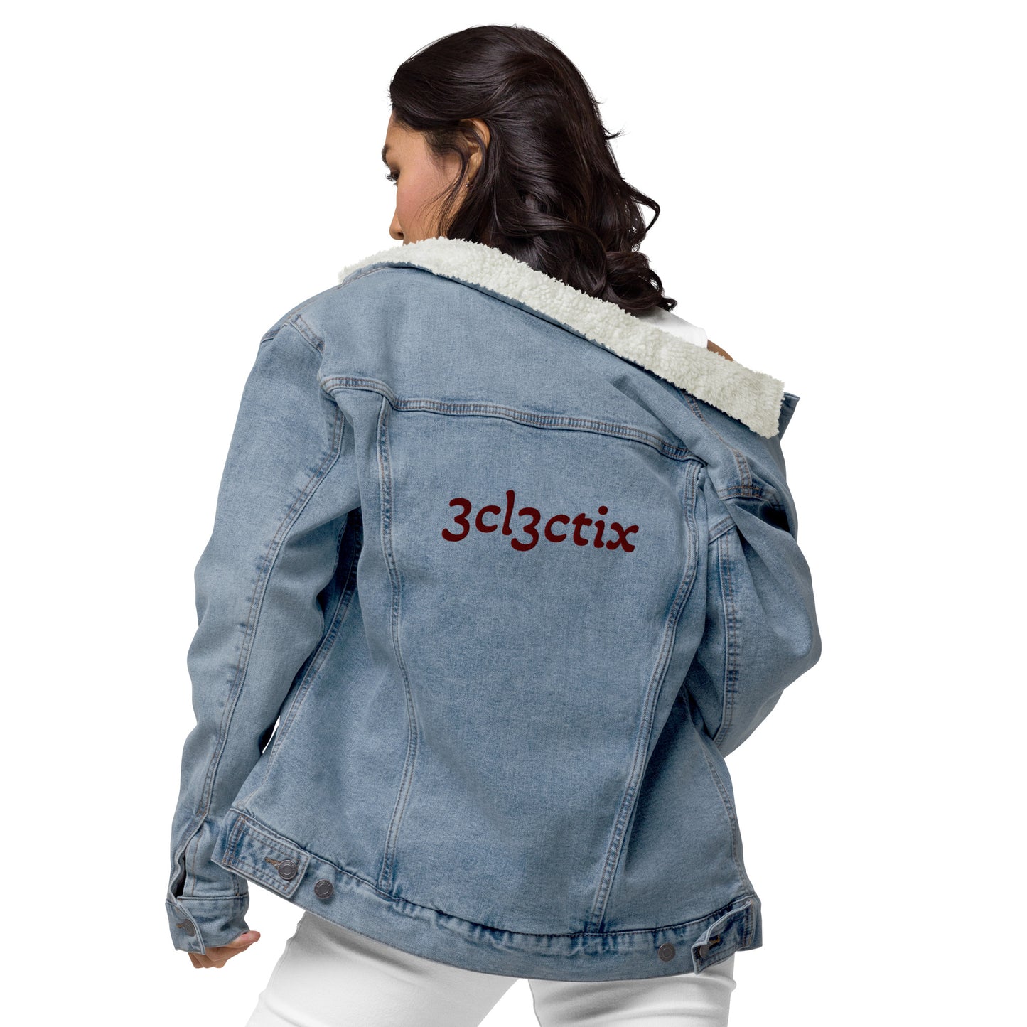 Branded Unisex denim sherpa jacket