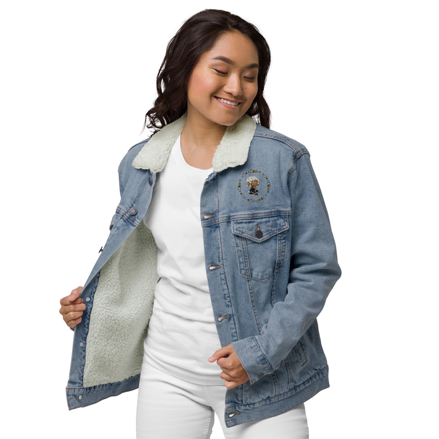 Branded Unisex denim sherpa jacket