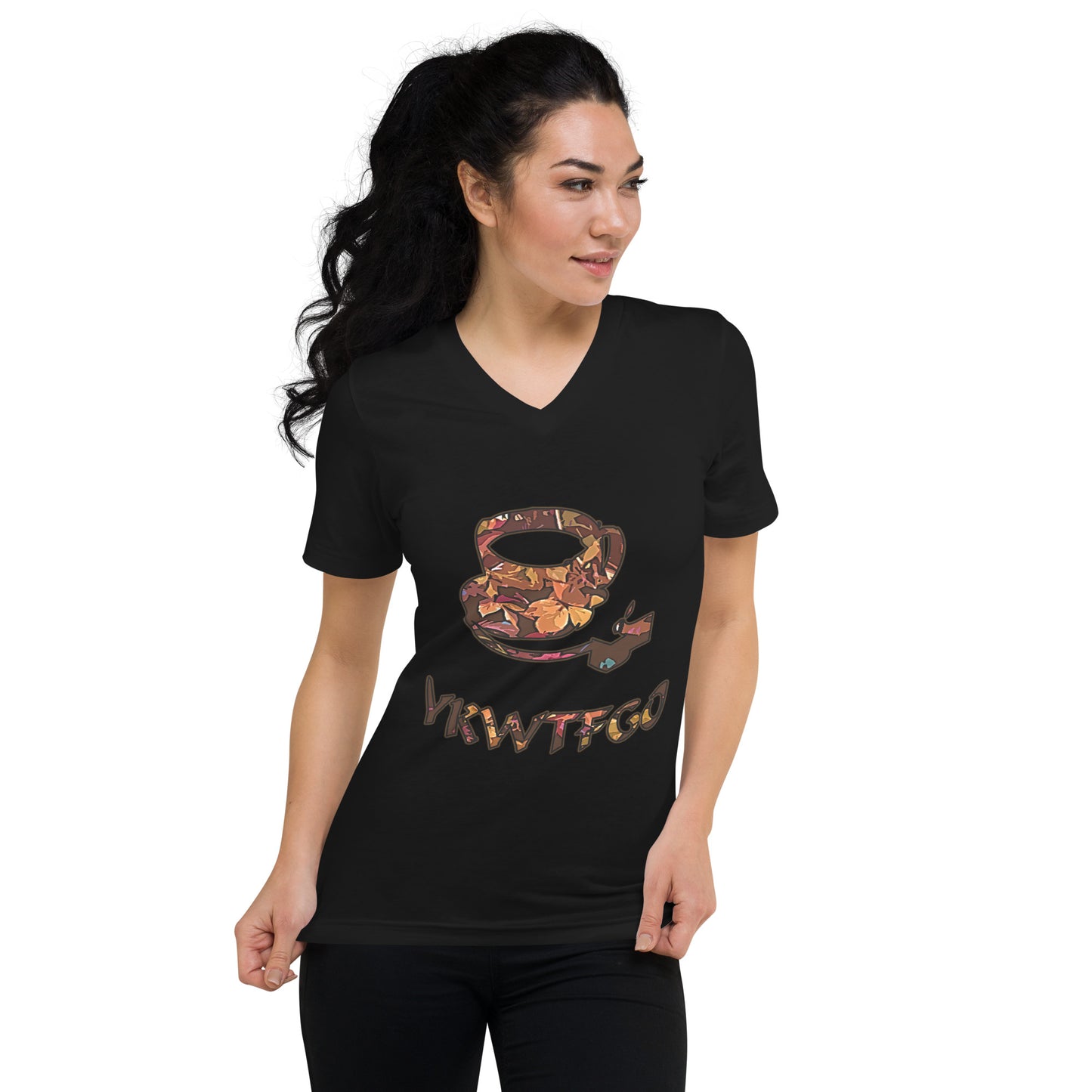 Graphic "Coffee" Unisex Short Sleeve V-Neck T-Shirt