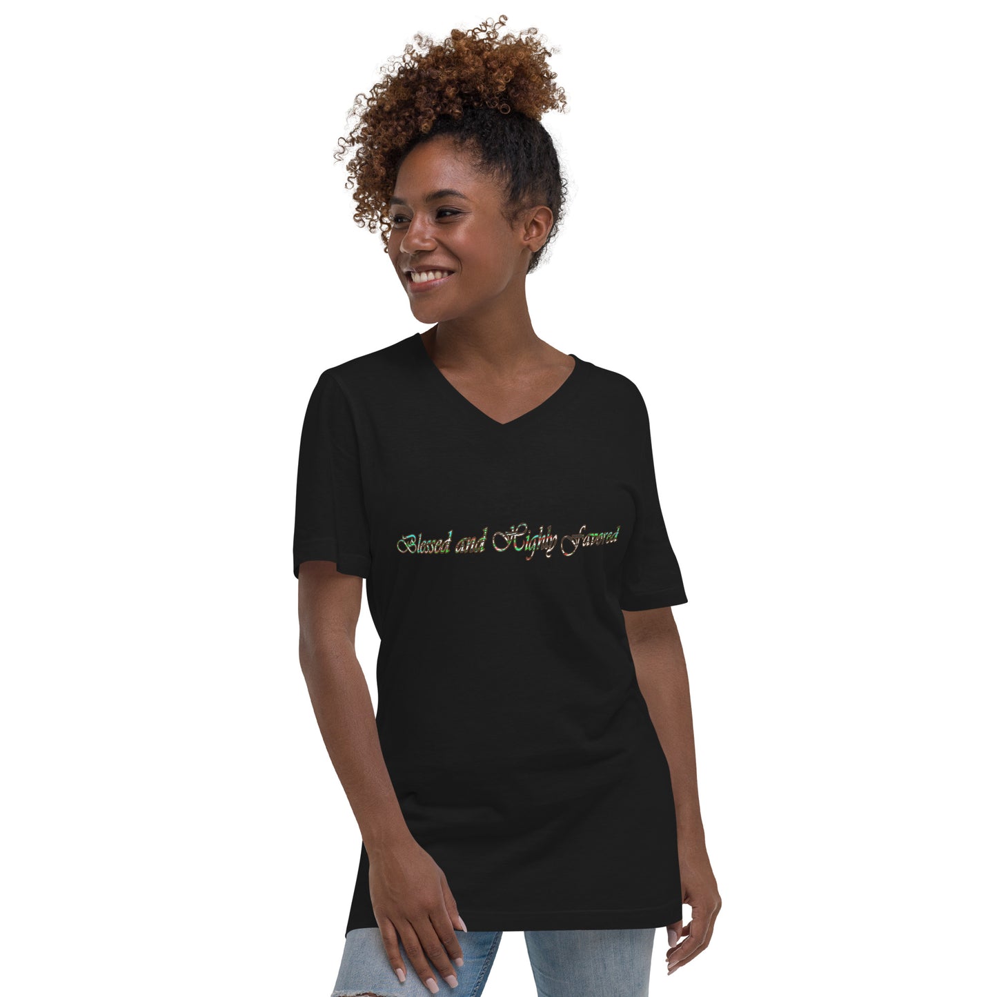 Graphic Blessed Unisex Short Sleeve V-Neck T-Shirt