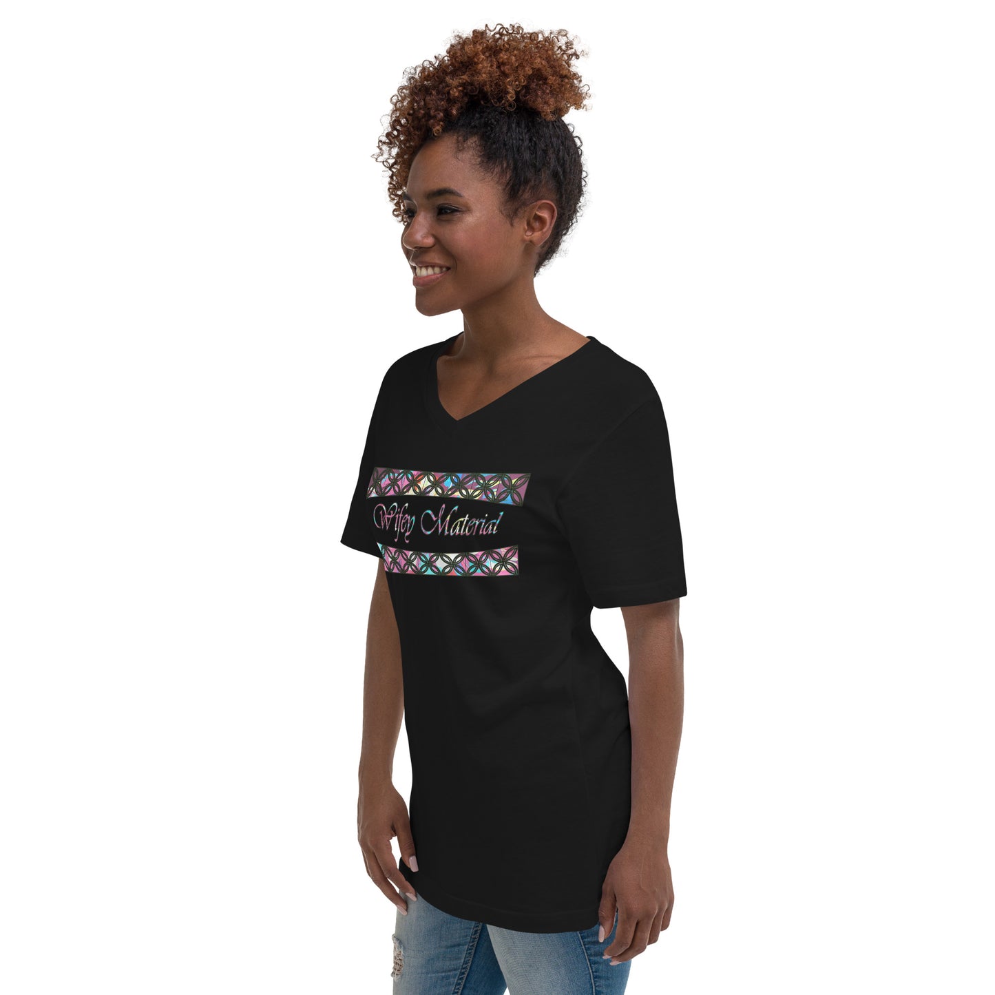 Graphic "Wifey" Unisex Short Sleeve V-Neck T-Shirt