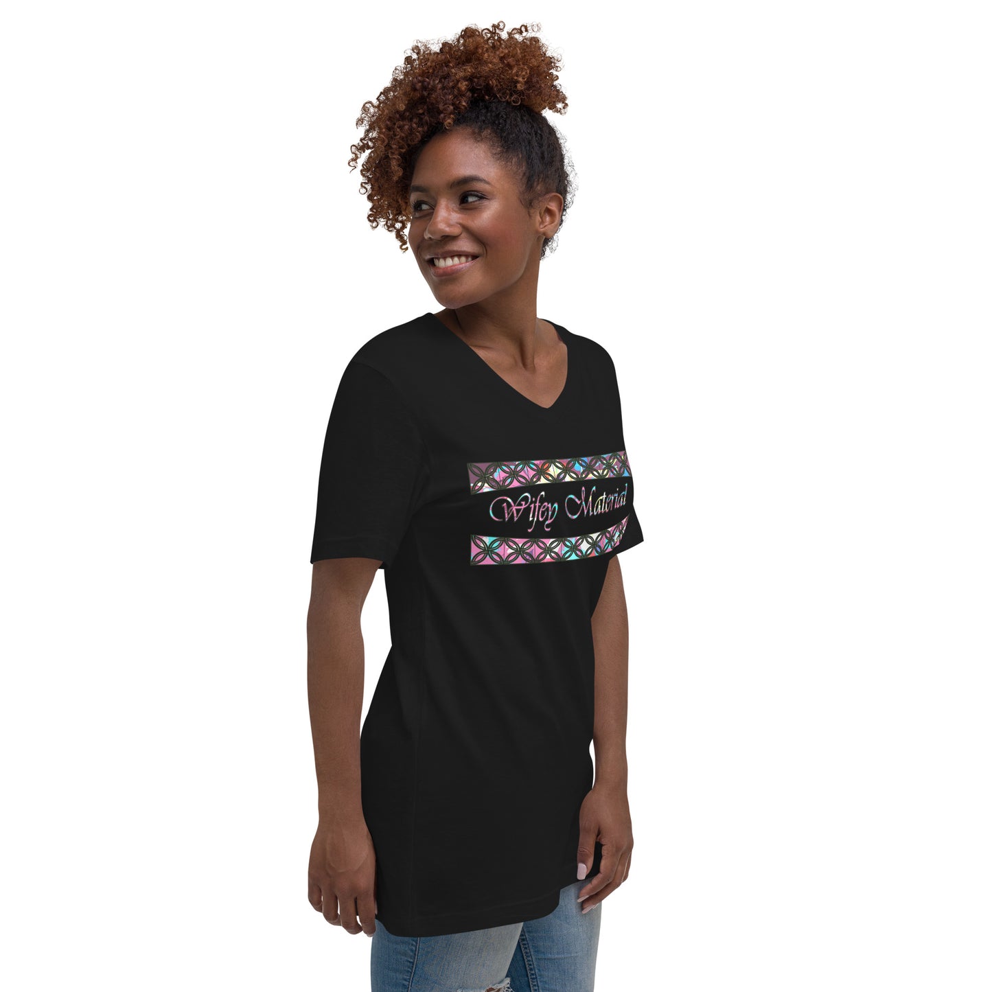 Graphic "Wifey" Unisex Short Sleeve V-Neck T-Shirt